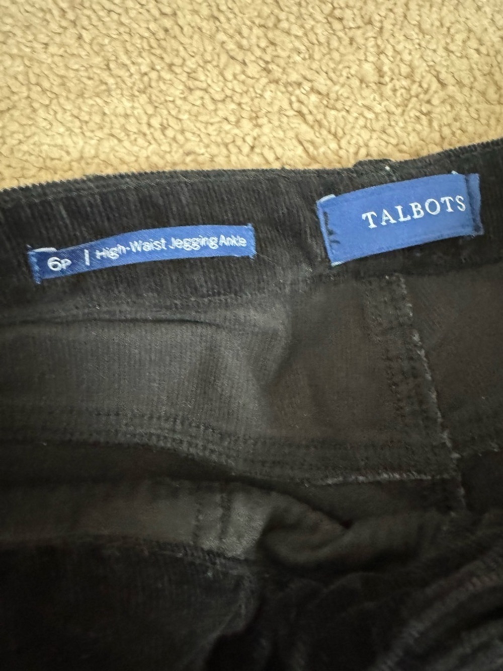 Talbots Black Corduroy Pants Size 6P | High Rise Tapered Leg Petite Soft Texture - Picture 5 of 6
